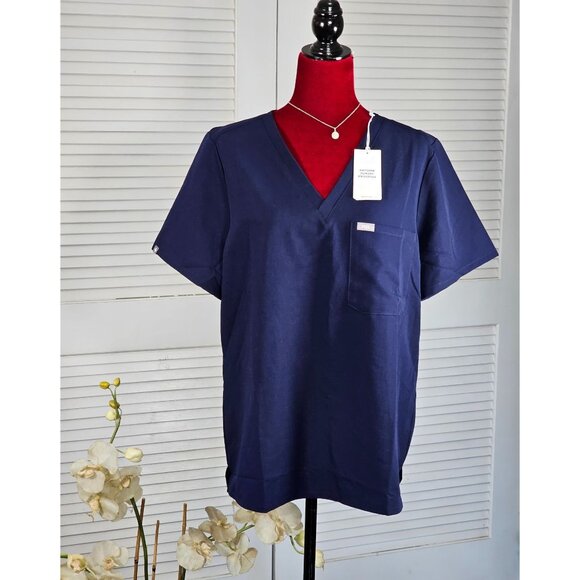 NWT Figs Women's Navy Blue Catarina One Pocket Medical Scrub Size XL 1707 - Picture 2 of 14